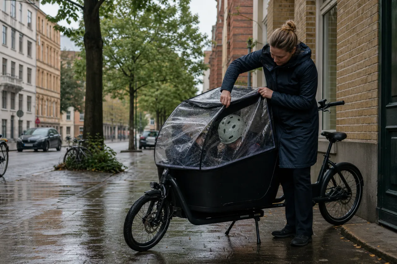 Kapell och regnskydd för lastcykel: vad du bör kräva