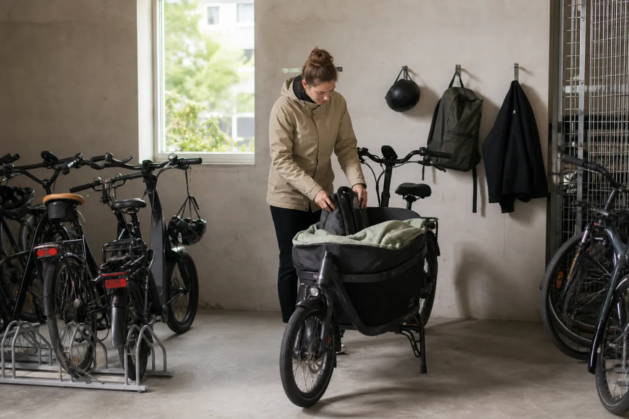 Förvara lastcykel: plats, mått och väderskydd i cykelrummet